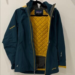 Patagonia teal and Yellow Ski Jacket